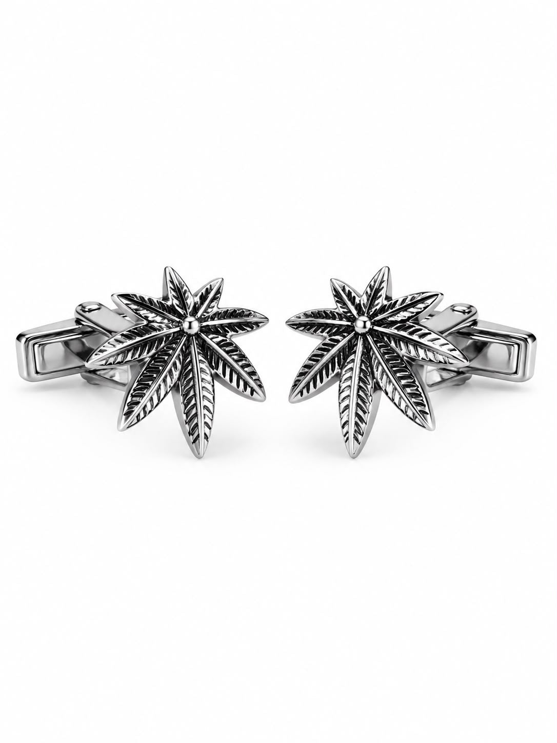 Silver Leaf Star Cufflinks