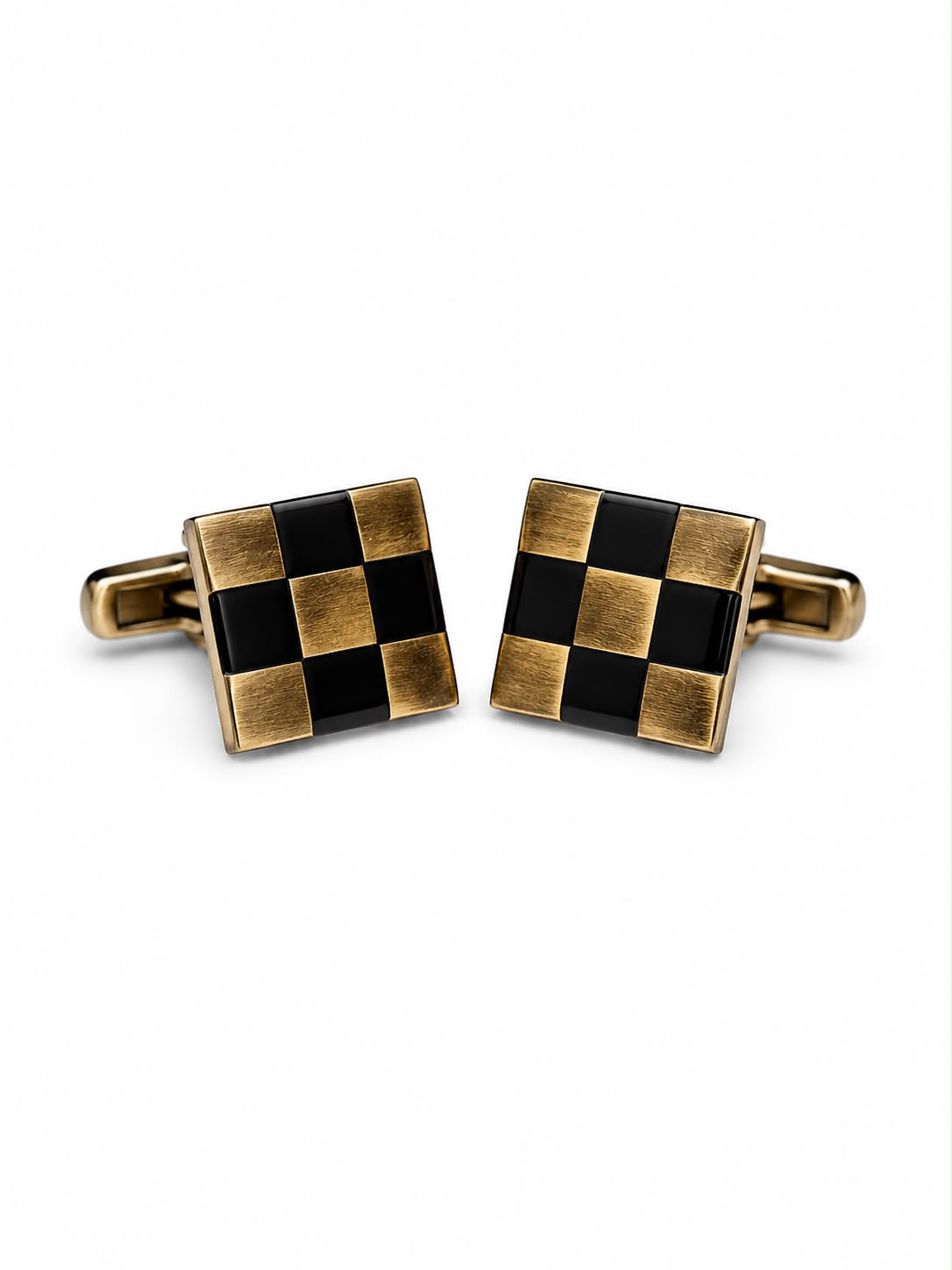 Gold & Black Checkered Cufflinks