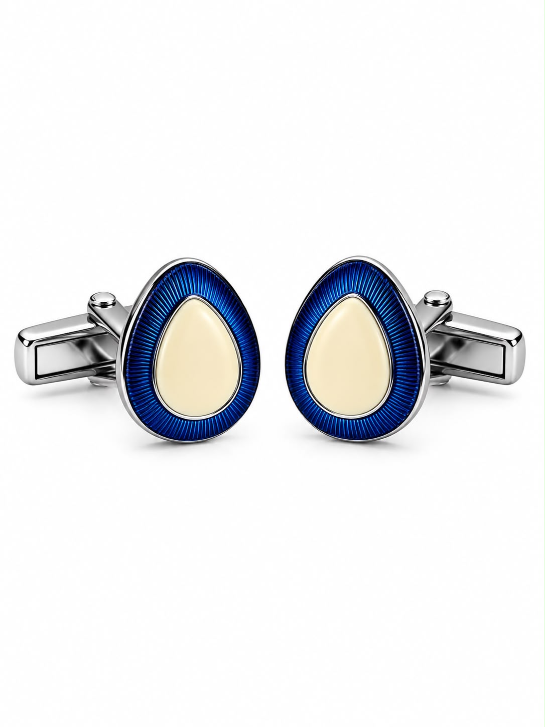 Blue & Silver Teardrop Cufflinks