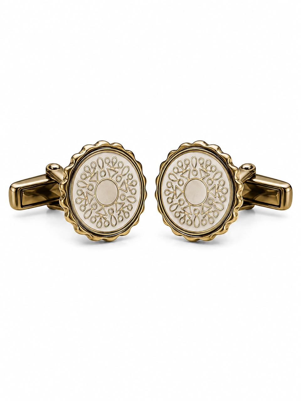 Gold & Silver Floral Pattern Cufflinks