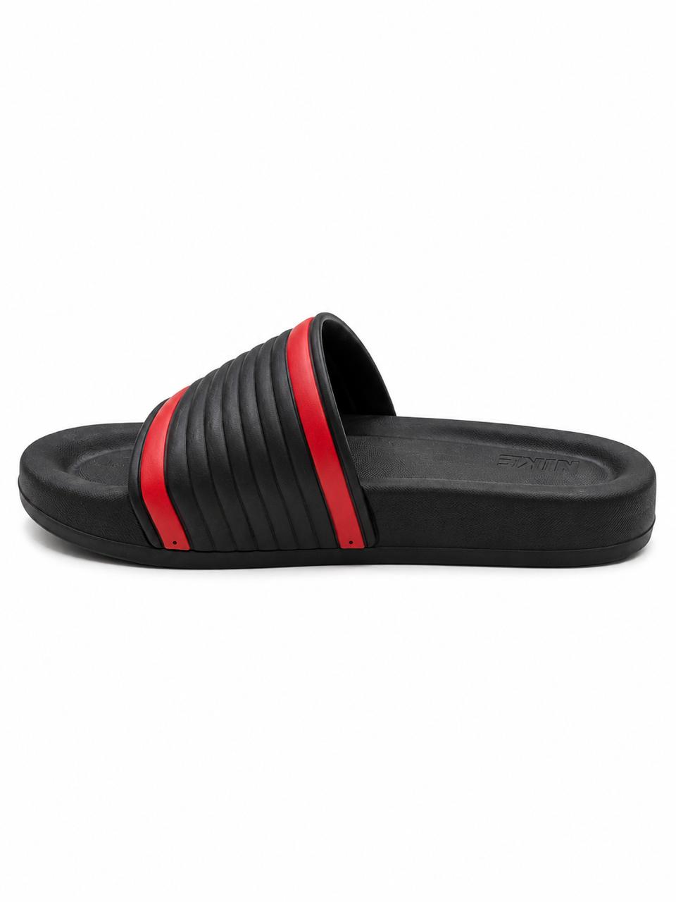Men’s Sports Slide Sandals – Ribbed Comfort Slippers with Dual-Color Stripes