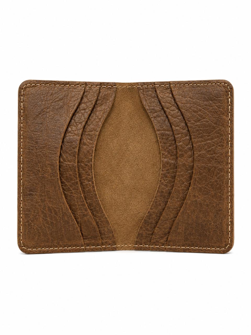 Men’s Rough Textured Leather Bifold Wallet – Vintage Brown