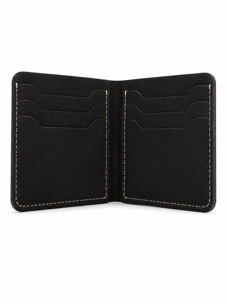 Men’s Black Rough Leather Bifold Wallet