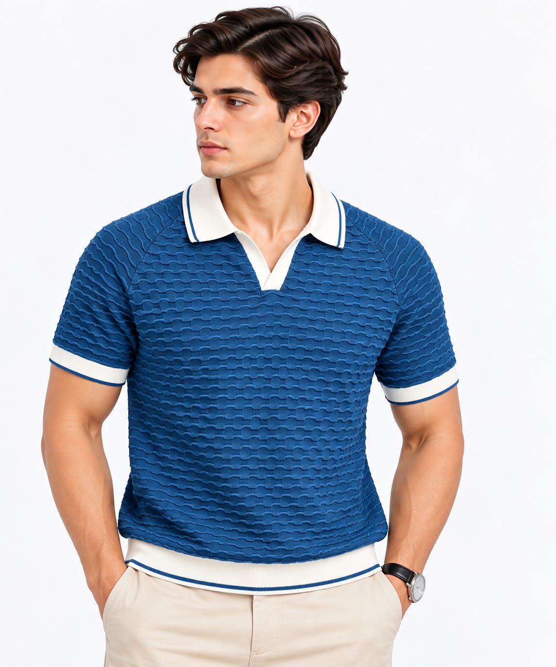 Men’s Textured Knit Polo Shirt