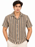 Men’s Textured Striped Short Sleeve Casual Shirt
