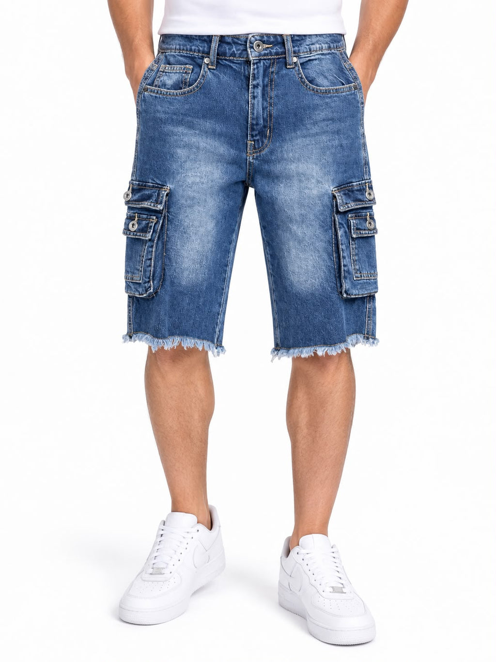 Men’s Blue Denim Cargo Shorts