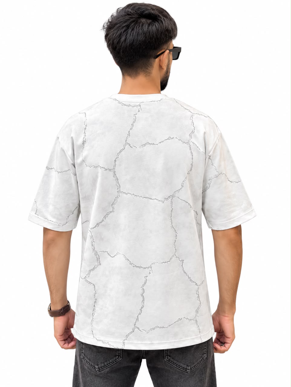 Men’s Balmain Paris Printed T-Shirt – Marble Crack Pattern