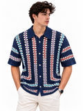 Men’s Crochet Knit Short Sleeve Shirt