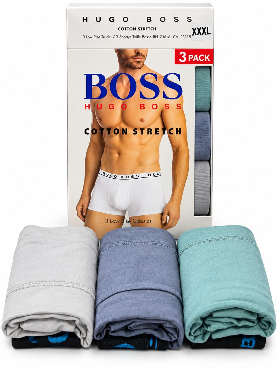HUGO BOSS Cotton Stretch 3-Pack Low-Rise Trunks