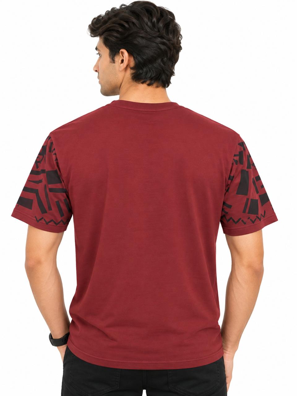 Men’s Maroon Printed T-Shirt