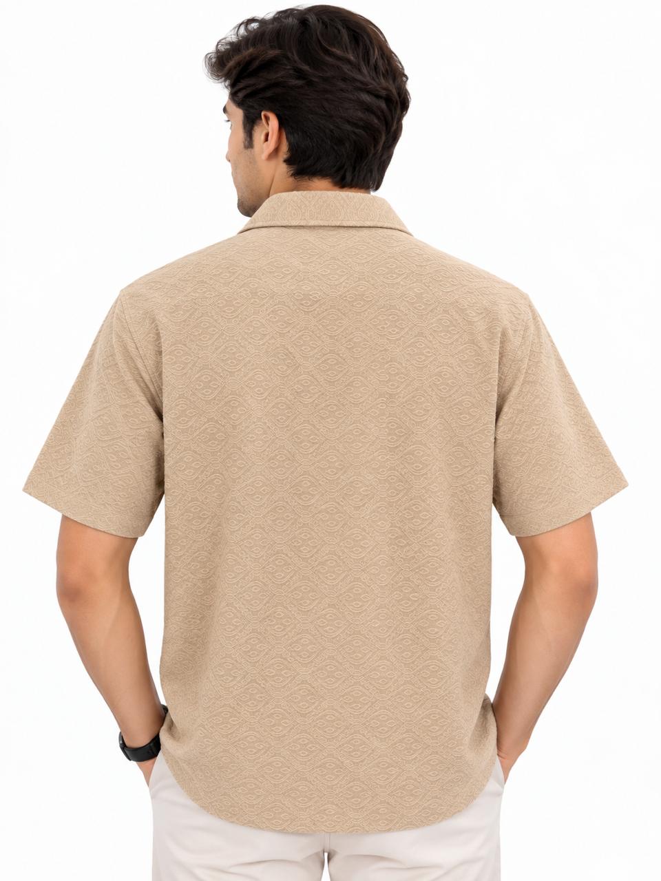 Men’s Textured Pattern Short Sleeve Casual Shirt