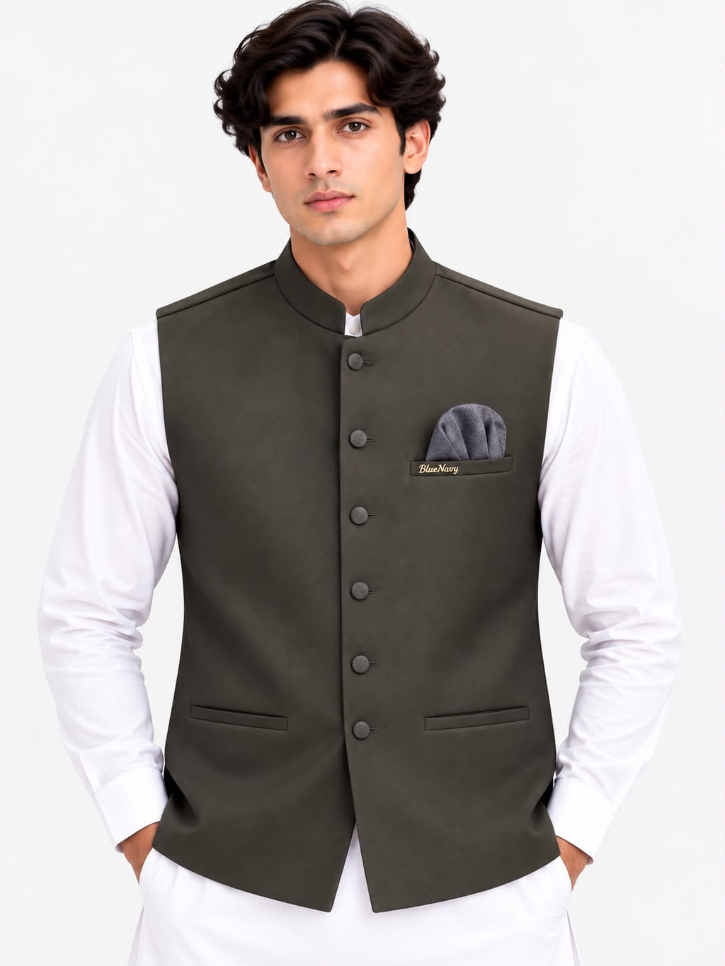Men’s Premium Olive Grey Waistcoat