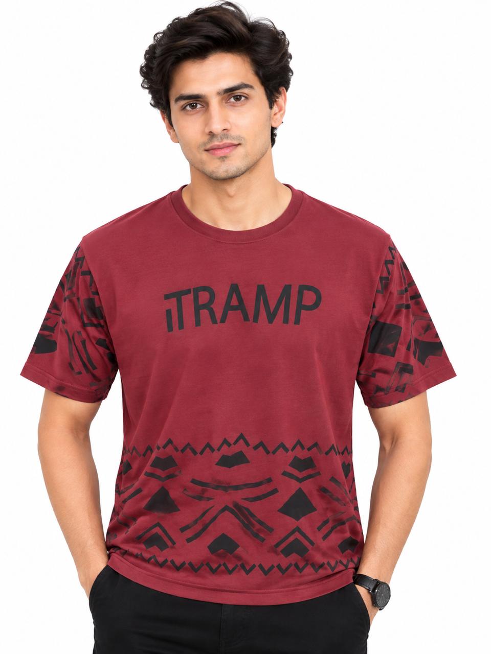 Men’s Maroon Printed T-Shirt