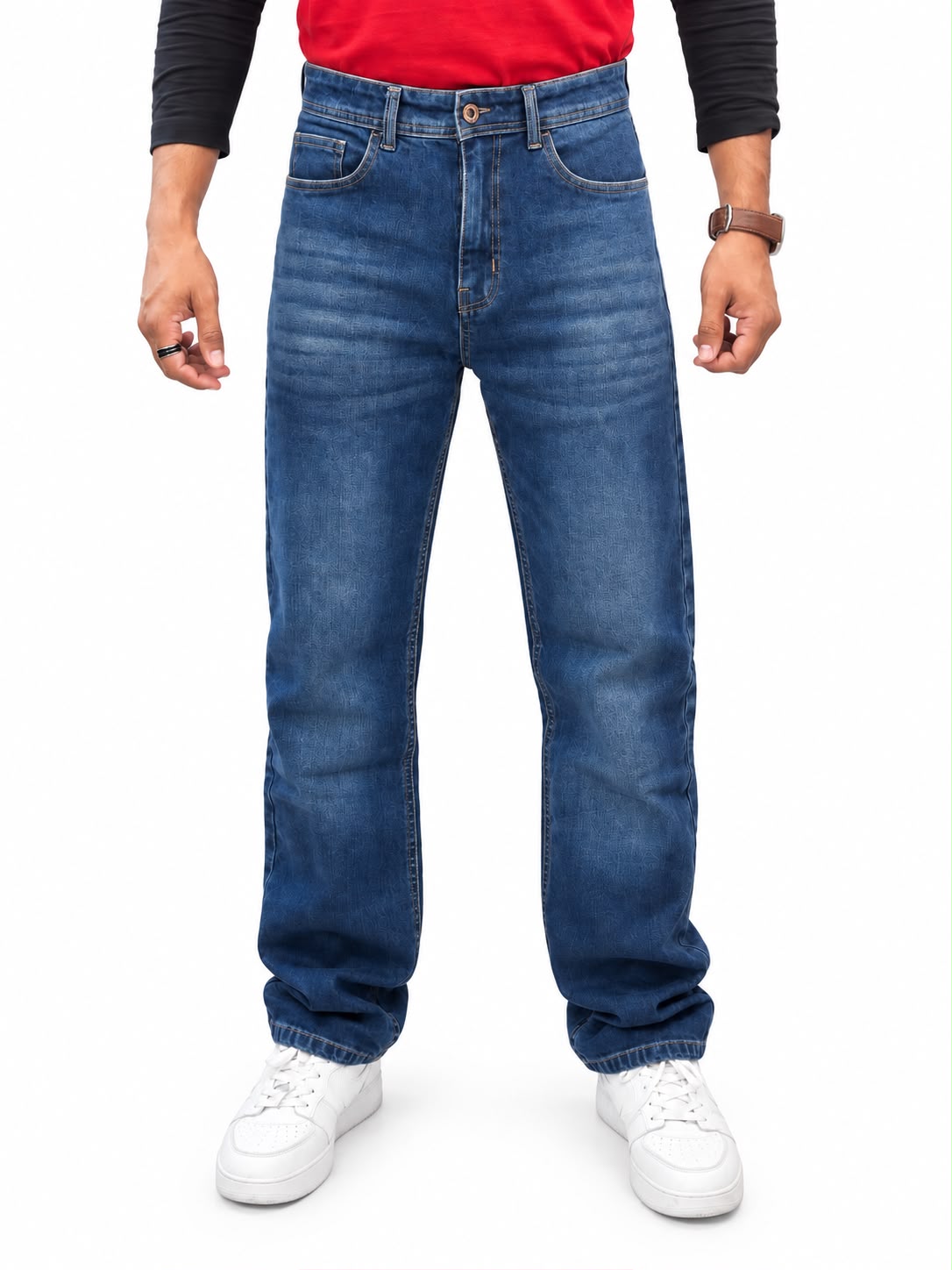 Men’s Jeans – Relaxed Fit Textured Denim Jeans