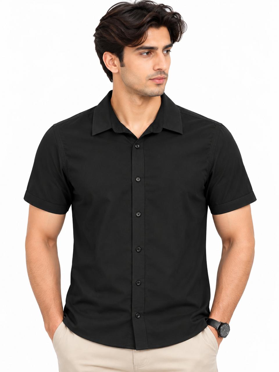 Men’s Black Short Sleeve Casual Shirt