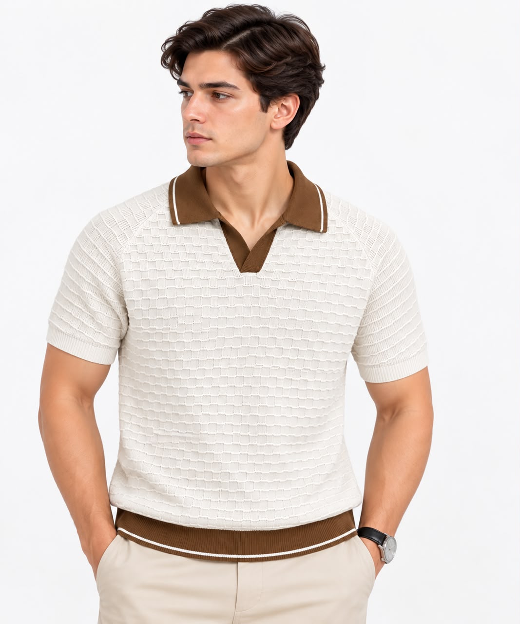 Men’s Textured Knit Polo Shirt