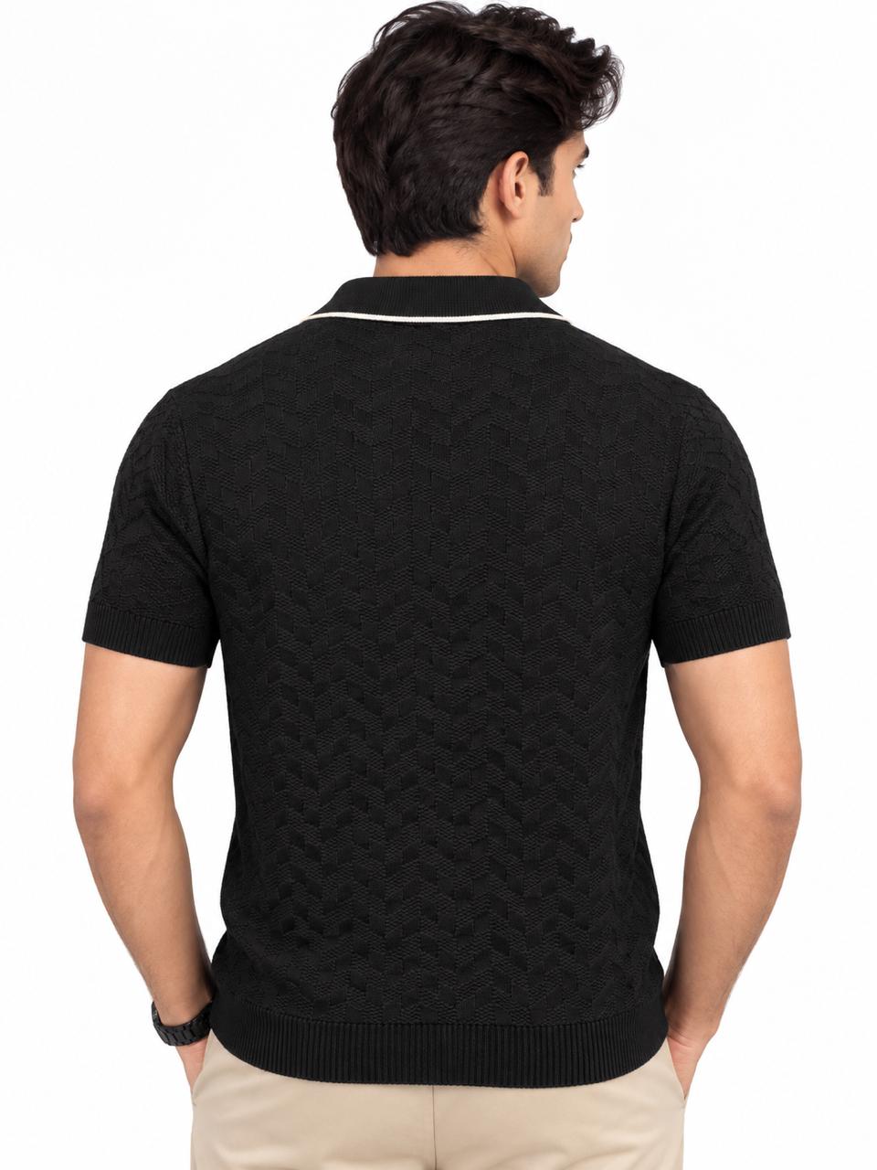 Men’s Textured Knitted Polo Shirt